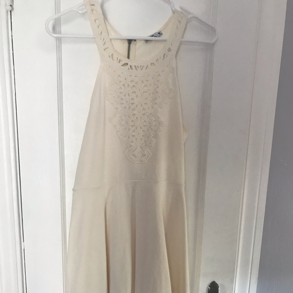 Express cream dress with crochet detail